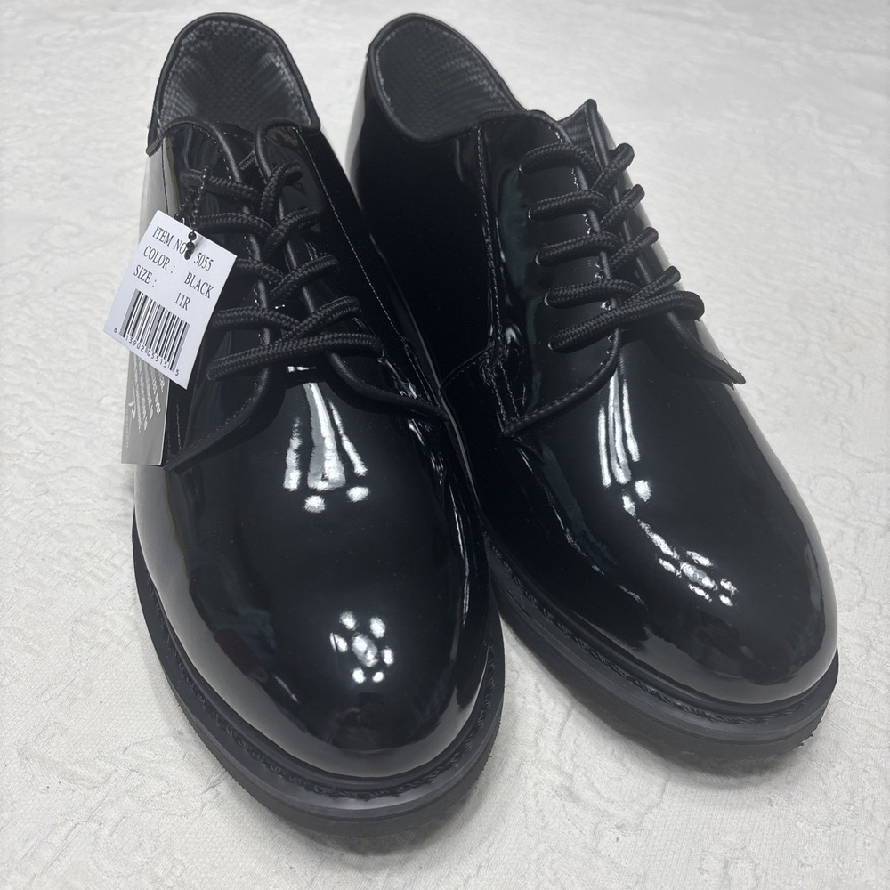 Rothco Black High Gloss Shiny Oxford Uniform Shoes Military Army Duty Shoe Sz 11